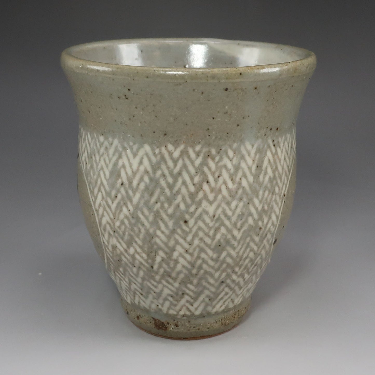 Tatsuzo Shimaoka Living National Treasure Jomon-zogan Inlaid Teacup with Box