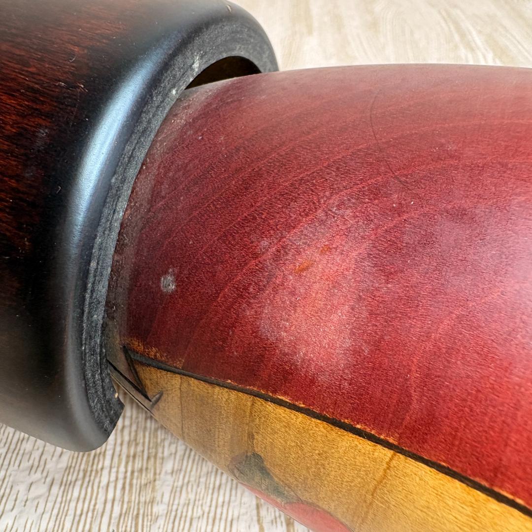 Usaburo Okamoto Kanzubaki Winter Camellia Kokeshi Doll, Award-Winning Design