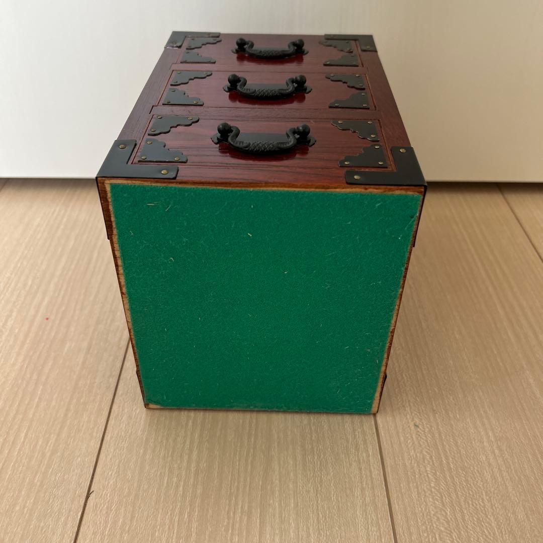 Hida Takayama Keyaki Wood Small Chest of Drawers Three-Tier Mini Tansu
