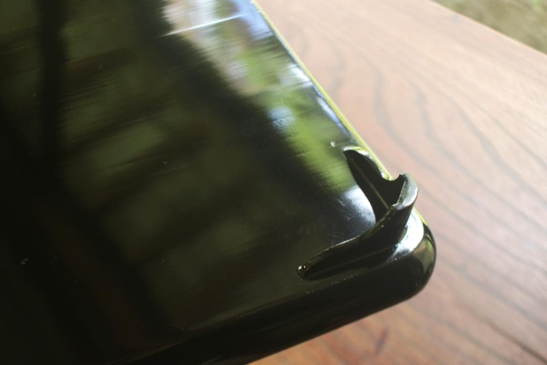 Wajima Lacquer Footed Square Tray Black Urushi Spring Grass Maki-e Width 27.3 cm
