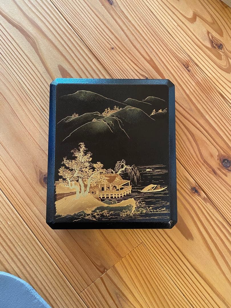 Nakamura Soetsu Lacquered Suzuribako Writing Box with Sansui Landscape Maki-e