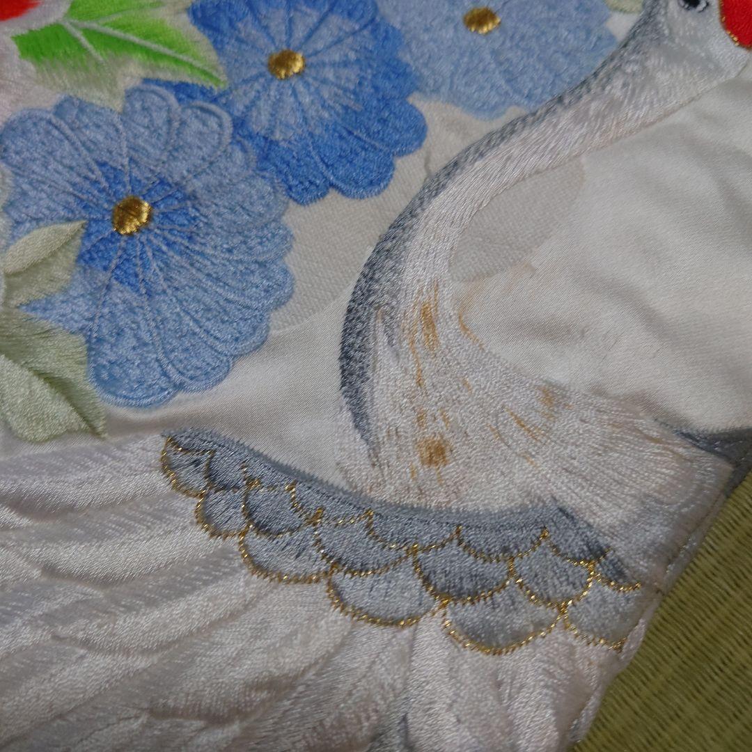 Uchikake Wedding Kimono Silk with Embroidery and Woven Design Showa Antique
