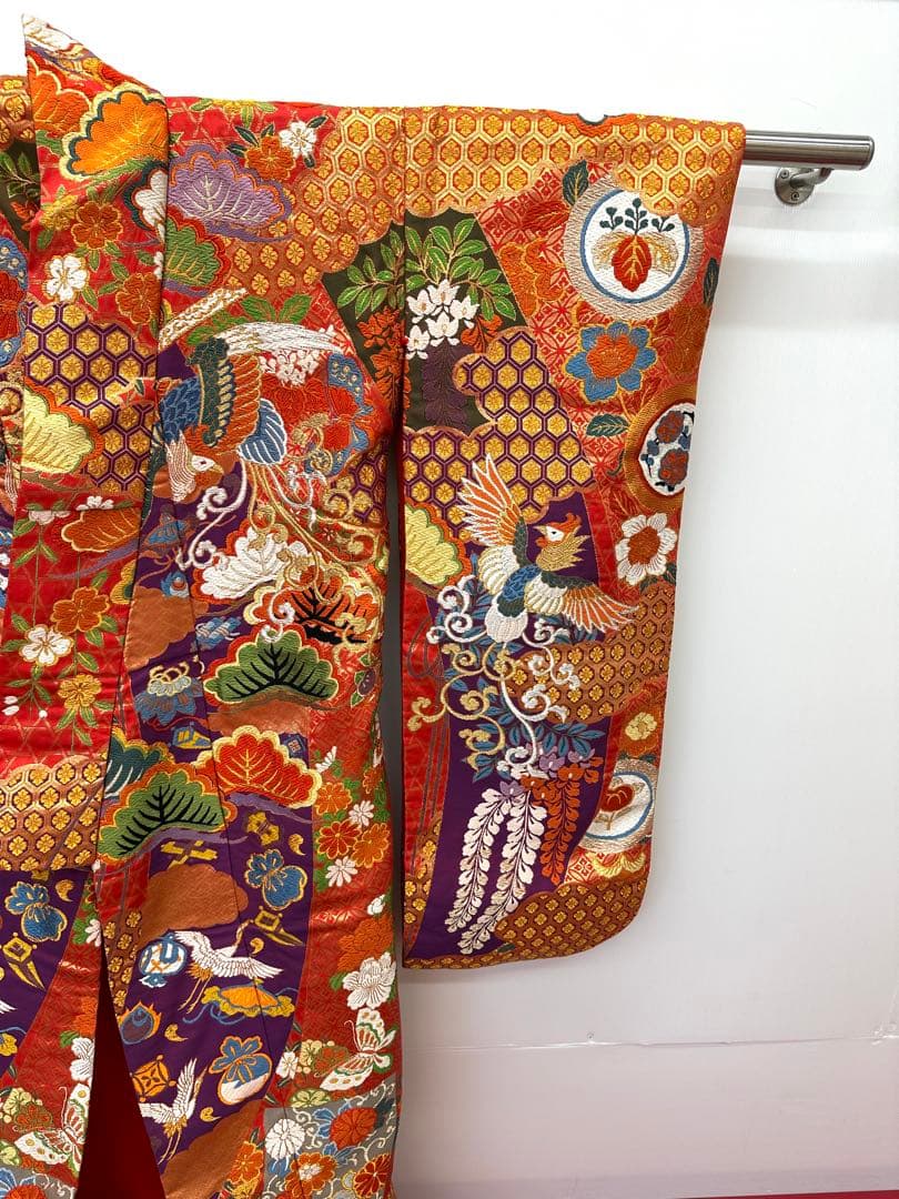 Iro-Uchikake Japanese Wedding Kimono Robe Karaori Phoenix Design Used