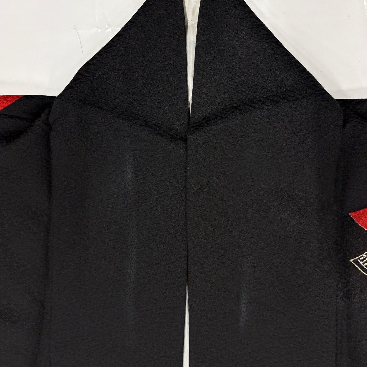 Furisode Silk Kimono by Kansai Yamamoto, Butterfly Geometric Gold Motif, Black, Size M