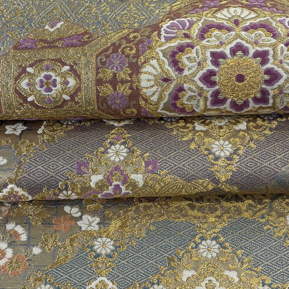 Juraku Fukuro Obi Silk Formal Shokko Floral Gold Thread with Signature