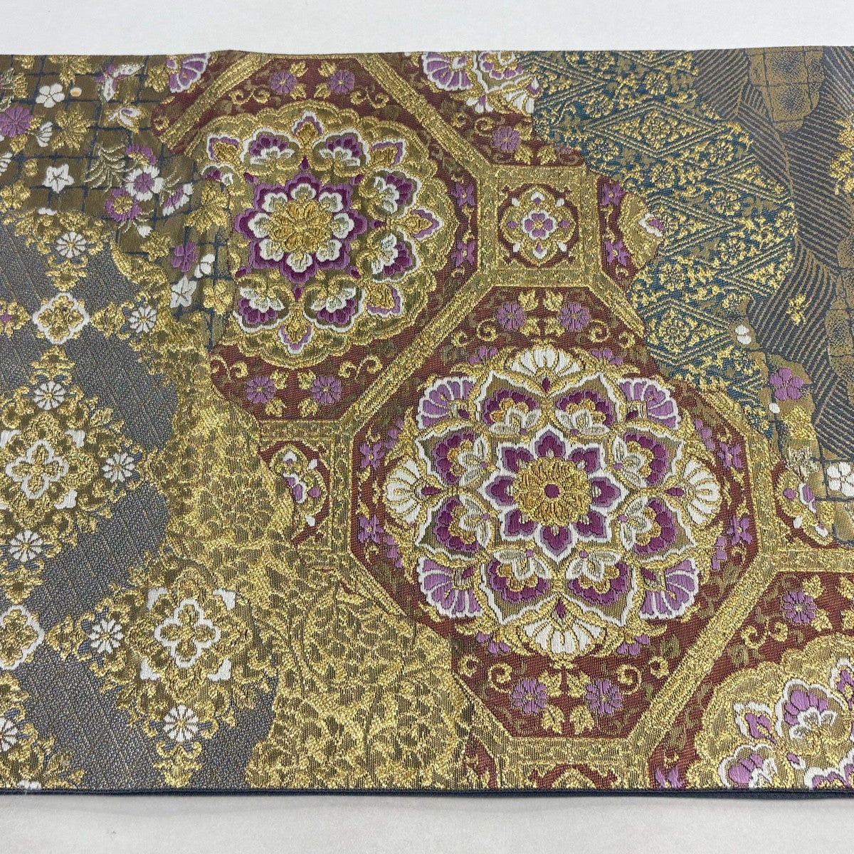 Juraku Fukuro Obi Silk Formal Shokko Floral Gold Thread with Signature