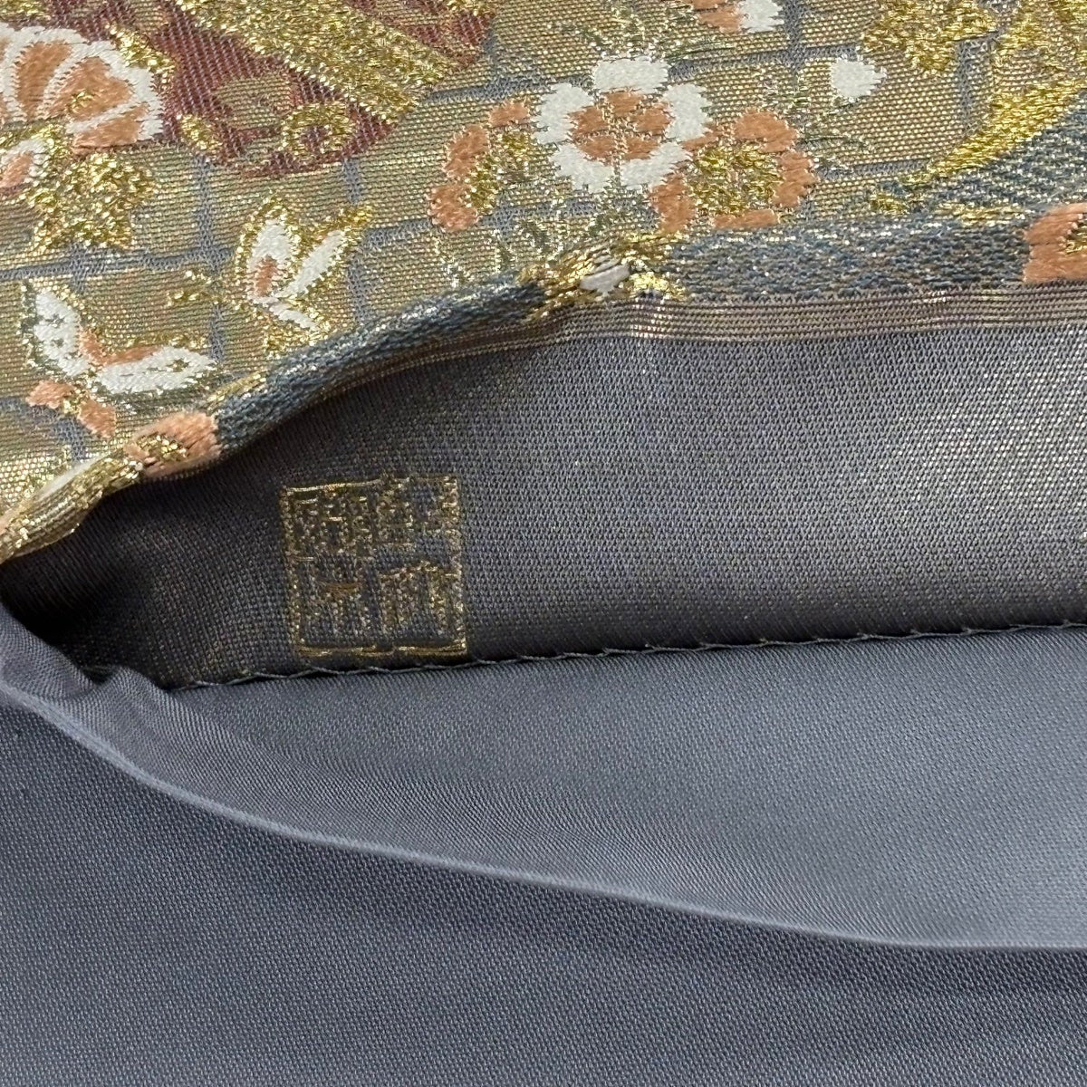 Juraku Fukuro Obi Silk Formal Shokko Floral Gold Thread with Signature