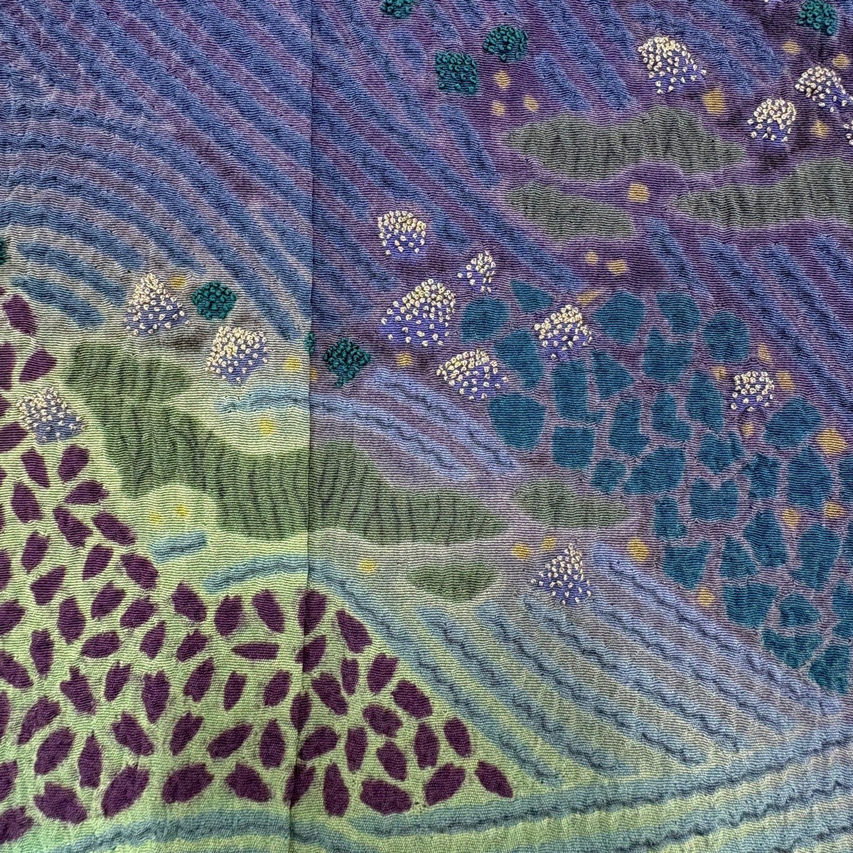 Irotomesode Silk Kimono by Takitai, Wave and Mist Embroidery Shibori, Navy, Size M
