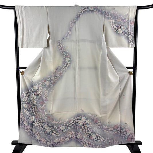 Suizan Kobo Tsujigahana Homongi Silk Kimono, Awase, M, Signed with Rakkan