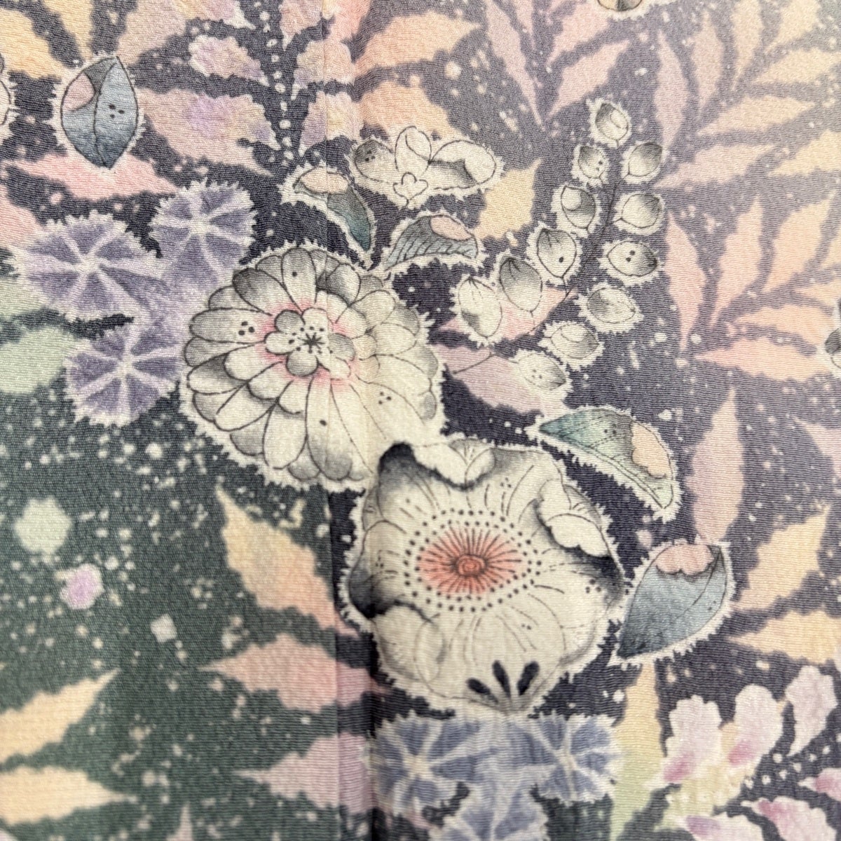 Suizan Kobo Tsukesage Kimono Silk Awase Tsujigahana Bokashi Pale Green M