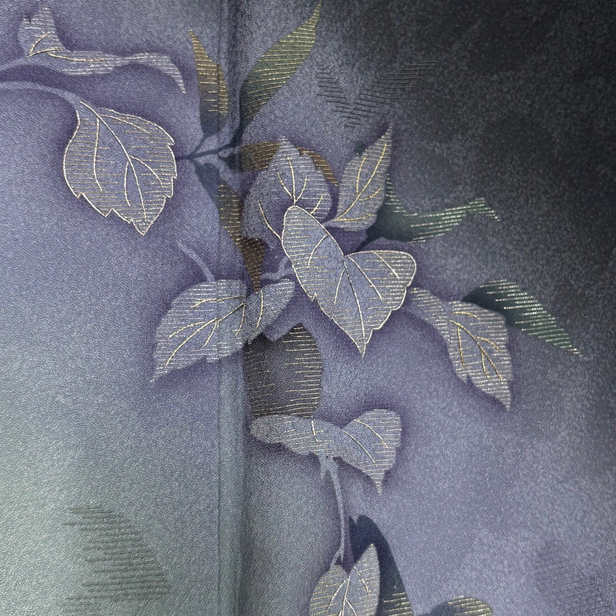 Tange Yusuke Silk Houmongi Fukuro-Sage Kimono, Leaf Motif, Awase, Size M