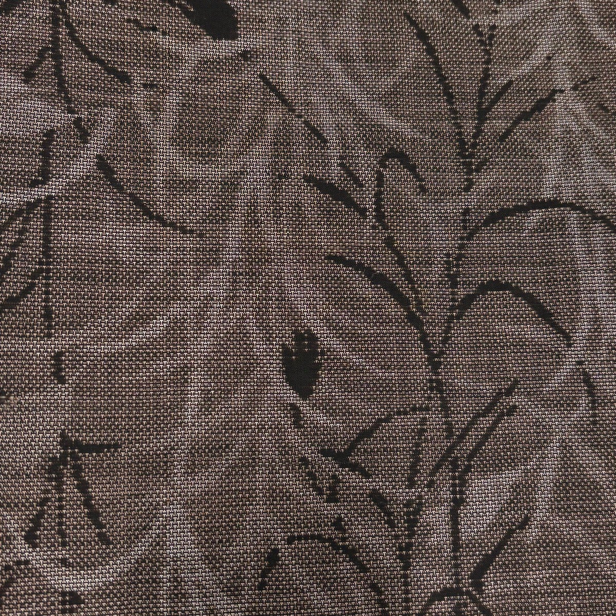 Oshima Tsumugi Silk Kimono by Tokiemon, Awase Lined, Dark Brown Floral, Size M