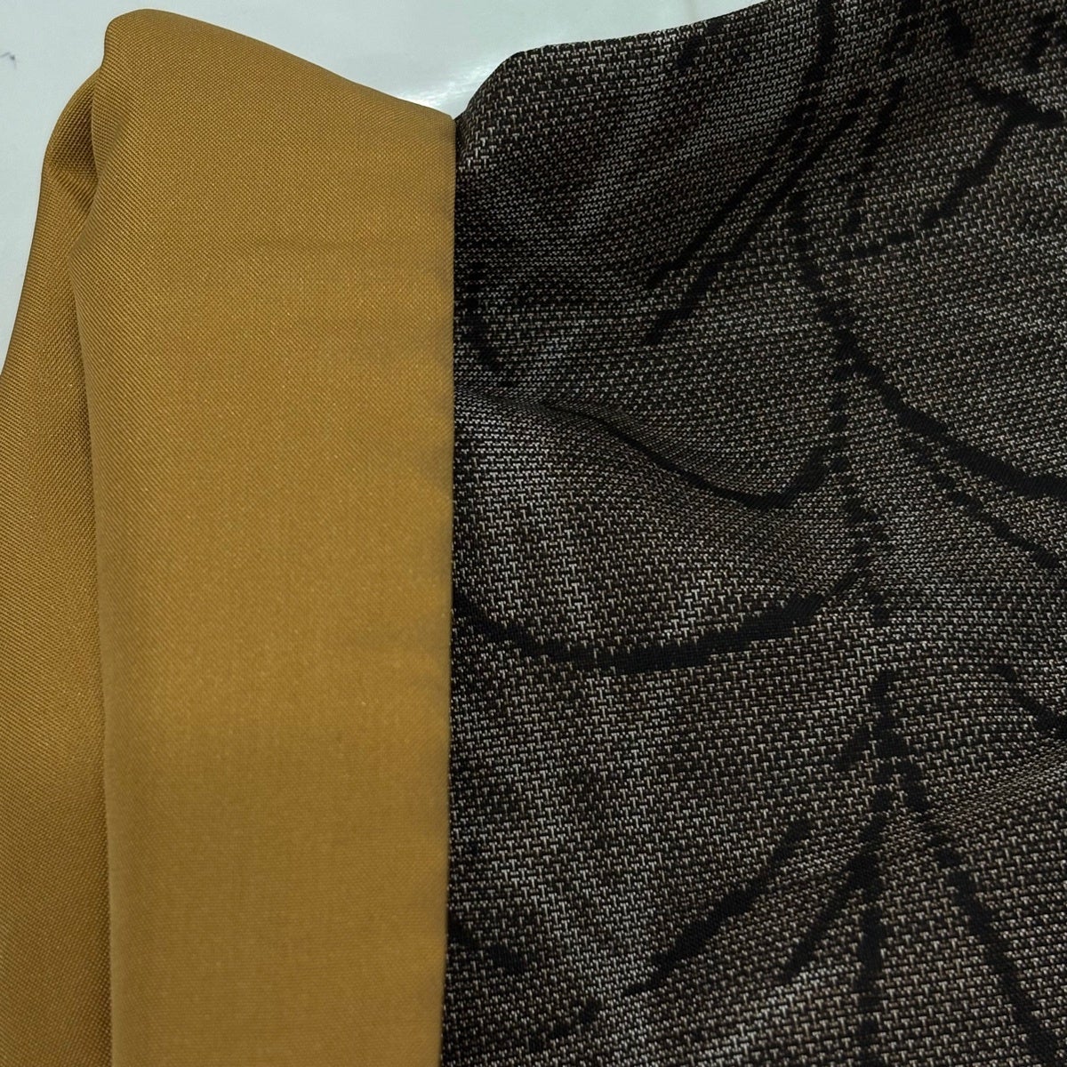 Oshima Tsumugi Silk Kimono by Tokiemon, Awase Lined, Dark Brown Floral, Size M