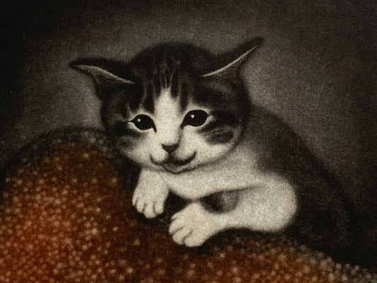 Mezzotint Copperplate Print "Ohayo" by Emi Sato, Framed, Ed. of 50