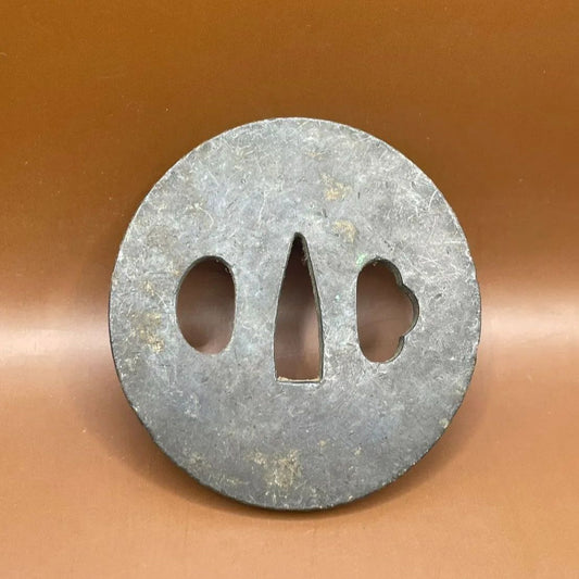 Antique Japanese Sword Tsuba Hand Guard Iron Round Sword Fitting Collectible