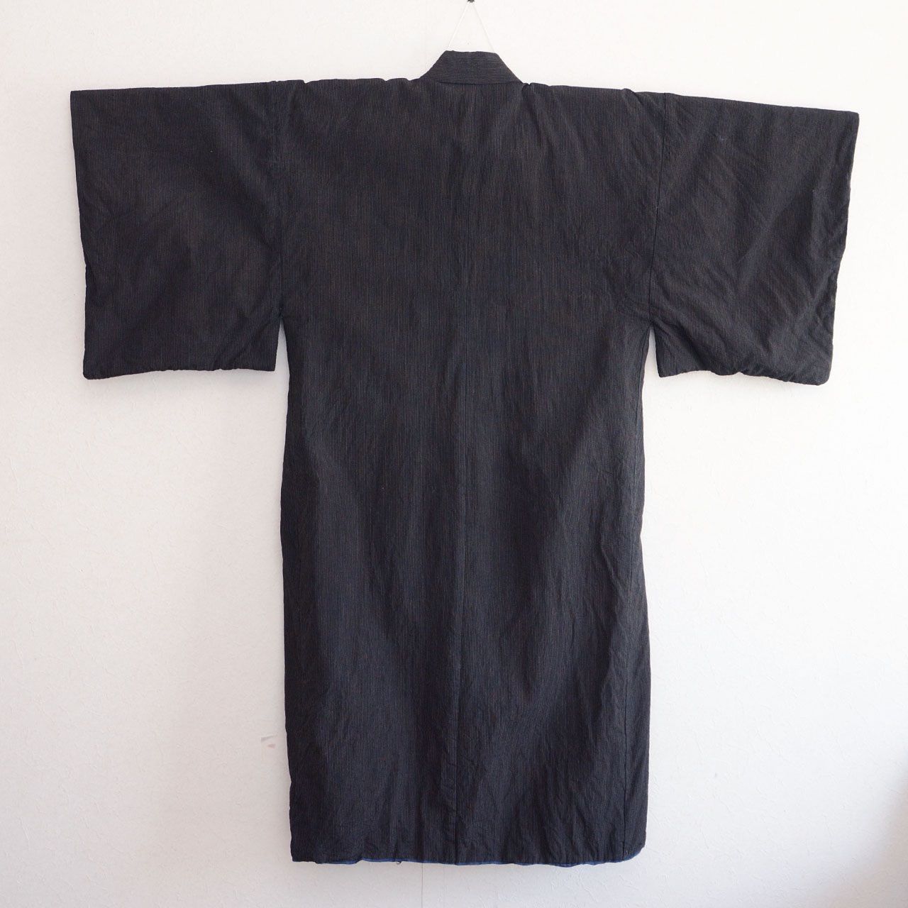 Showa Early-Period Cotton Striped Kimono Nagagi for Men, Japan Vintage