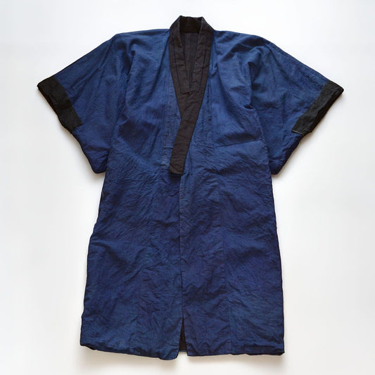 Showa Early-Period Cotton Striped Kimono Nagagi for Men, Japan Vintage