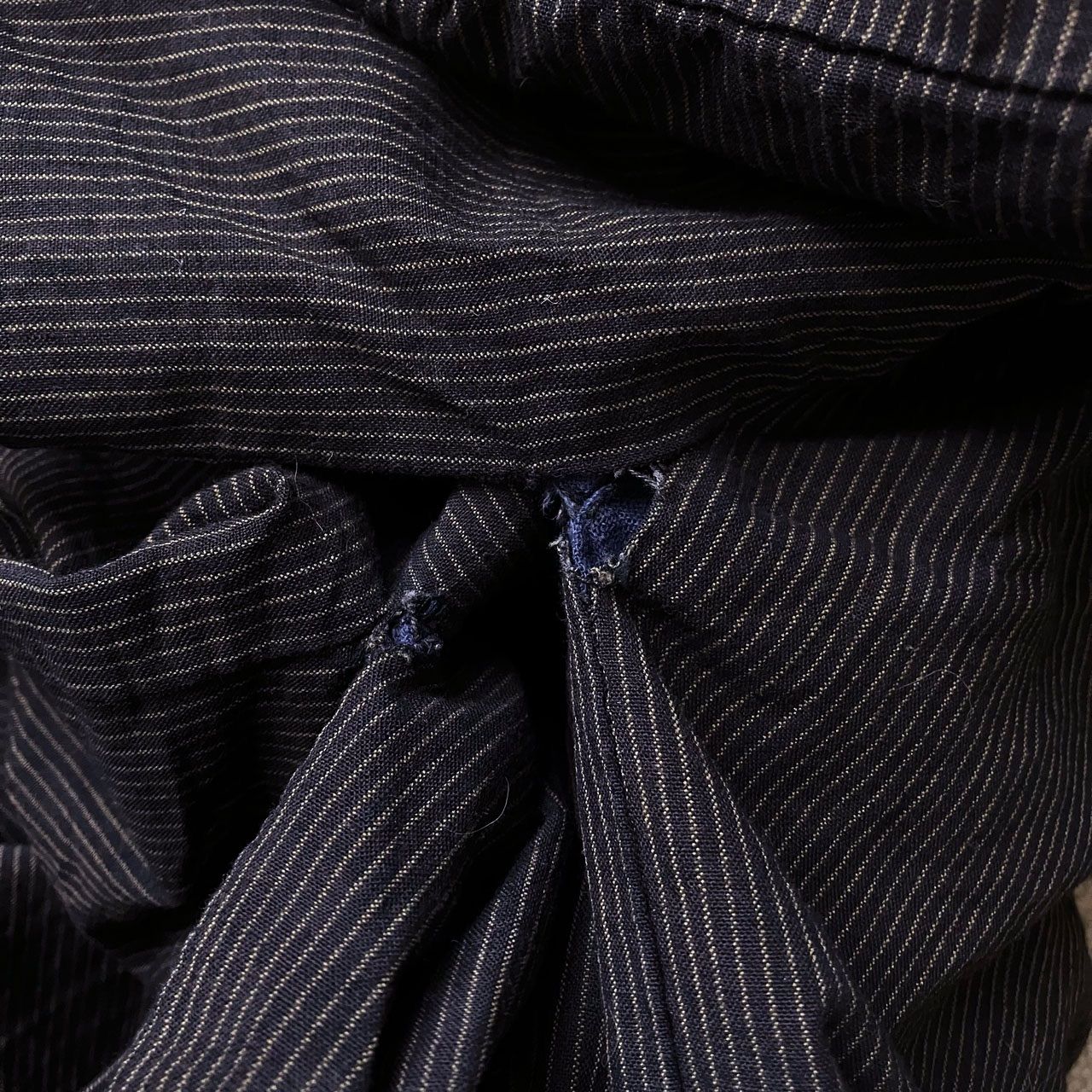 Showa Early-Period Cotton Striped Kimono Nagagi for Men, Japan Vintage