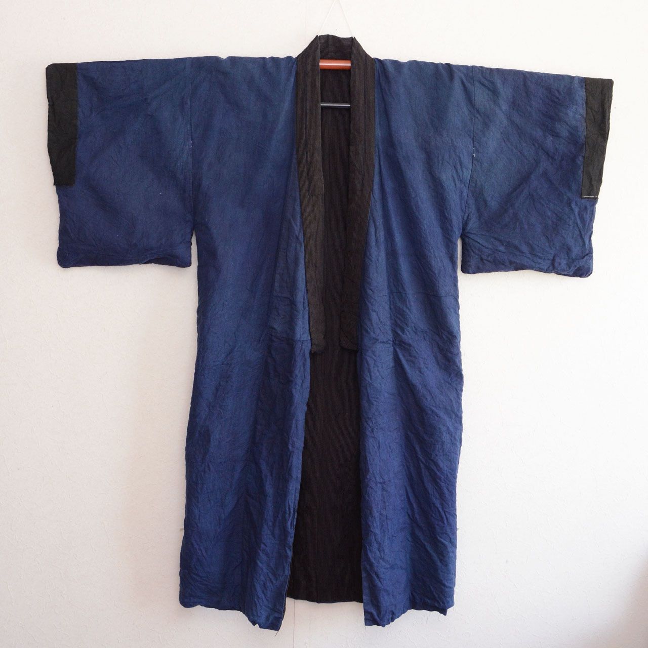 Showa Early-Period Cotton Striped Kimono Nagagi for Men, Japan Vintage