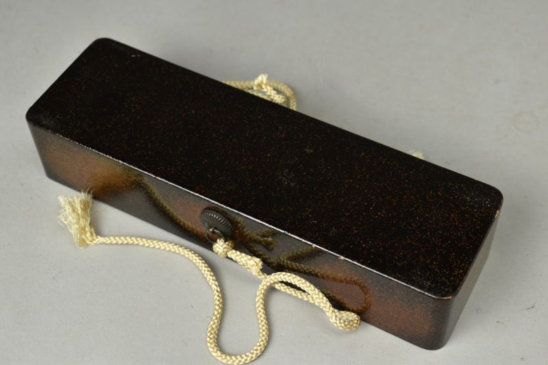 Antont Antique Maki-e Lacquer Letter Box with Cranes and Nashiji Ground