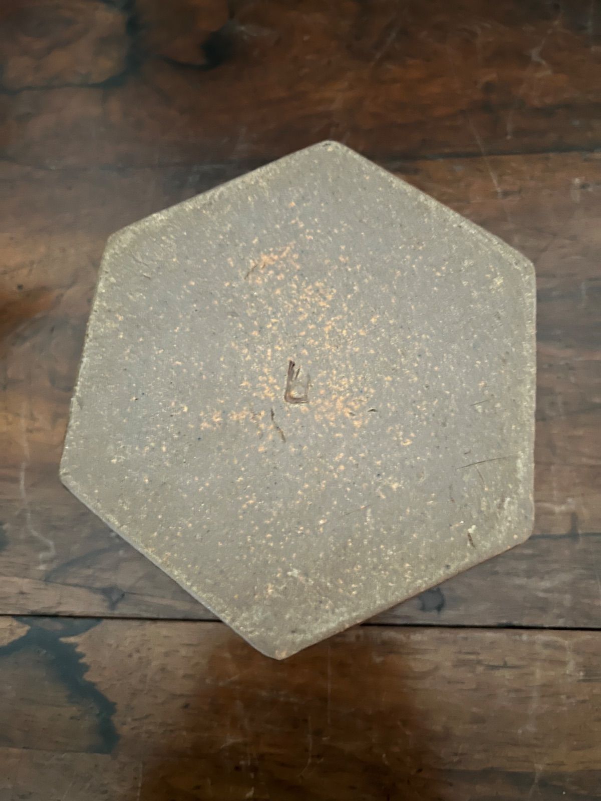 Tatsuzo Shimaoka Living National Treasure Zogan Akae Floral Hexagonal Vessel Ashtray