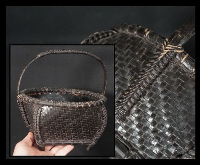 Sumitori Charcoal Basket for Tea Ceremony Woven Bamboo Karamono Chinese Craft