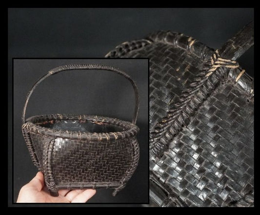 Sumitori Charcoal Basket for Tea Ceremony Woven Bamboo Karamono Chinese Craft