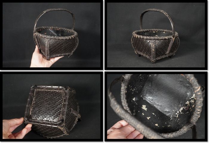 Sumitori Charcoal Basket for Tea Ceremony Woven Bamboo Karamono Chinese Craft