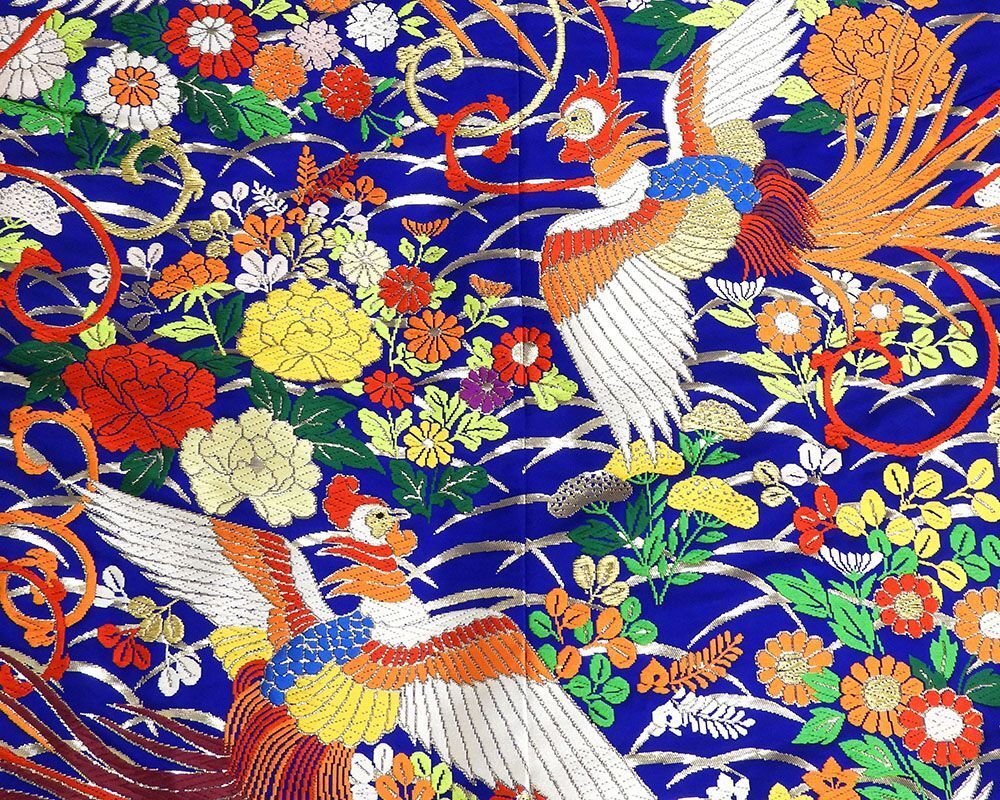 Iro-Uchikake Silk Wedding Kimono with Four Seasons Flowers and Long-Tailed Birds