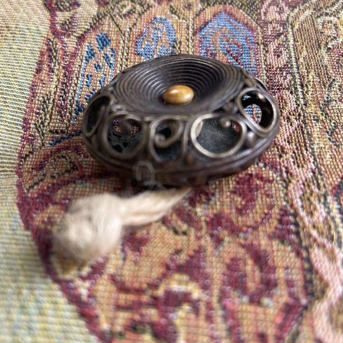 Ryusa Netsuke Manju Type with Openwork Rain Dragon Design, Edo Period