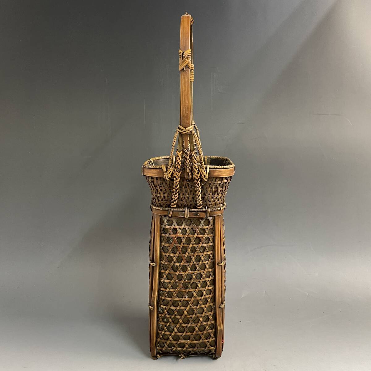 Japanese Bamboo Ikebana Flower Basket Hanakago Woven Vase with Handle 40 cm