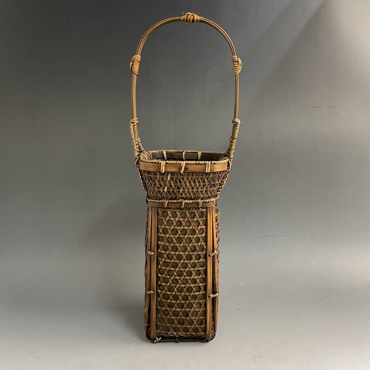 Japanese Bamboo Ikebana Flower Basket Hanakago Woven Vase with Handle 40 cm