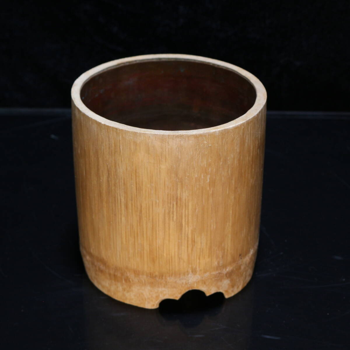 Japanese Bamboo Flower Basket by Soho, Signed, with Inner Vessel, Ikebana