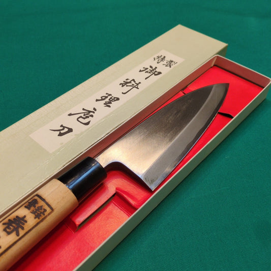 Haruyoshi Deba Knife 150 mm, Yasuki White Steel, Honyaki-sharpened Japanese Fish Knife