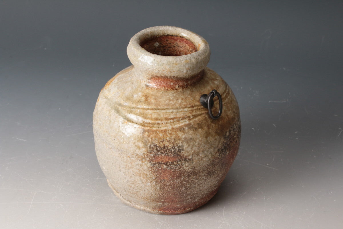 Takahashi Rakusai Shigaraki Hanging Flower Vase with Signed Box, Cloth & Card