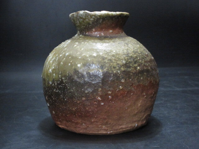 Kiyoko Koyama Shigaraki Natural Ash-Glaze Small Jar Tsubo with Signed Wood Box