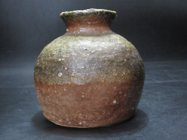 Kiyoko Koyama Shigaraki Natural Ash-Glaze Small Jar Tsubo with Signed Wood Box