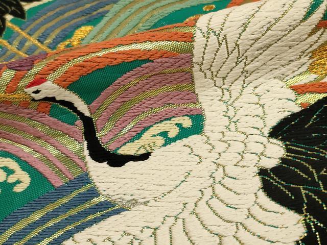 Iro-Uchikake Wedding Kimono Karaori Silk Cranes Waves Gold Thread