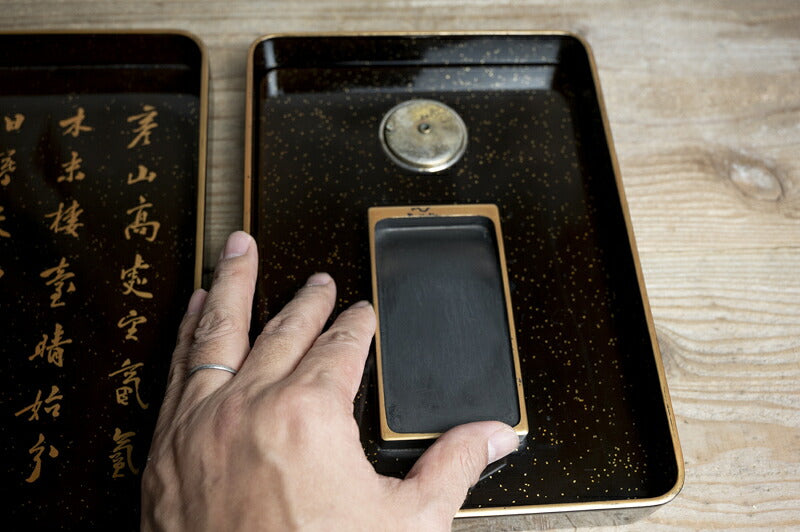 Meiji Maki-e Lacquer Suzuribako Writing Box, Ao-no-Domon Scene, Hirose Tanso Poem