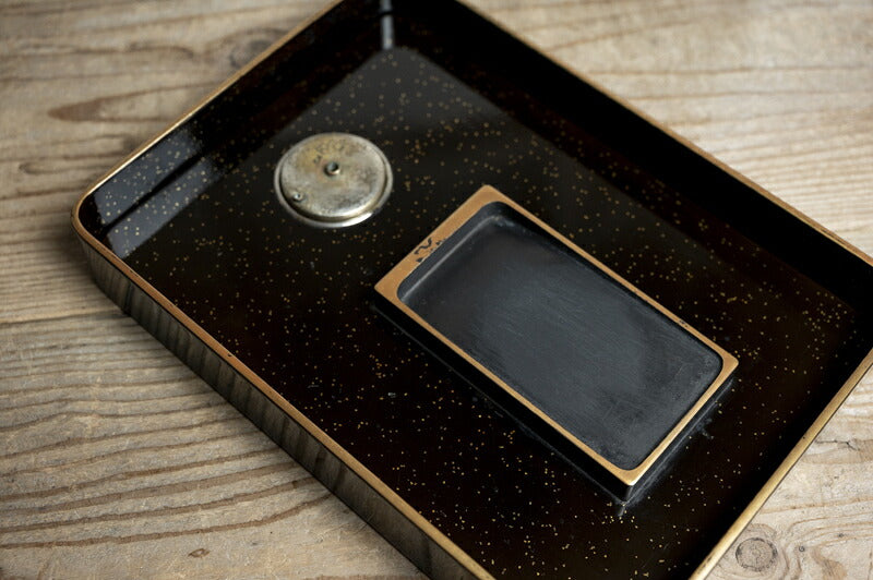 Meiji Maki-e Lacquer Suzuribako Writing Box, Ao-no-Domon Scene, Hirose Tanso Poem