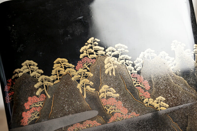 Meiji Maki-e Lacquer Suzuribako Writing Box, Ao-no-Domon Scene, Hirose Tanso Poem