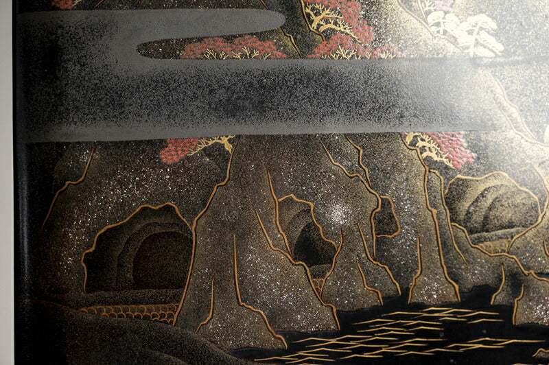 Meiji Maki-e Lacquer Suzuribako Writing Box, Ao-no-Domon Scene, Hirose Tanso Poem