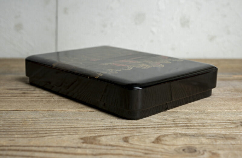 Meiji Maki-e Lacquer Suzuribako Writing Box, Ao-no-Domon Scene, Hirose Tanso Poem