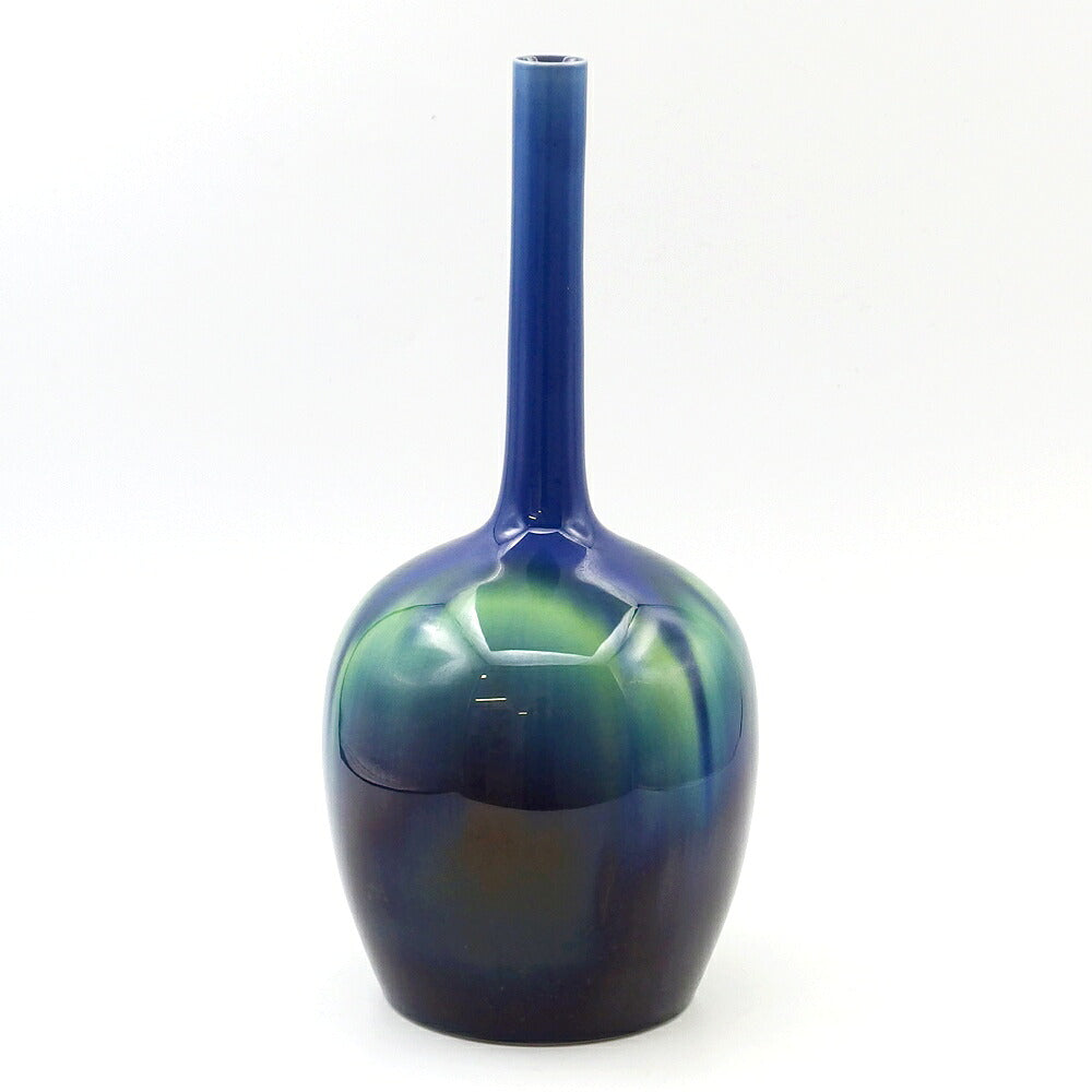 Kutani Ware Hekimei-yu Glaze Vase by Tokuda Masahiko (3rd Tokuda Yasokichi)