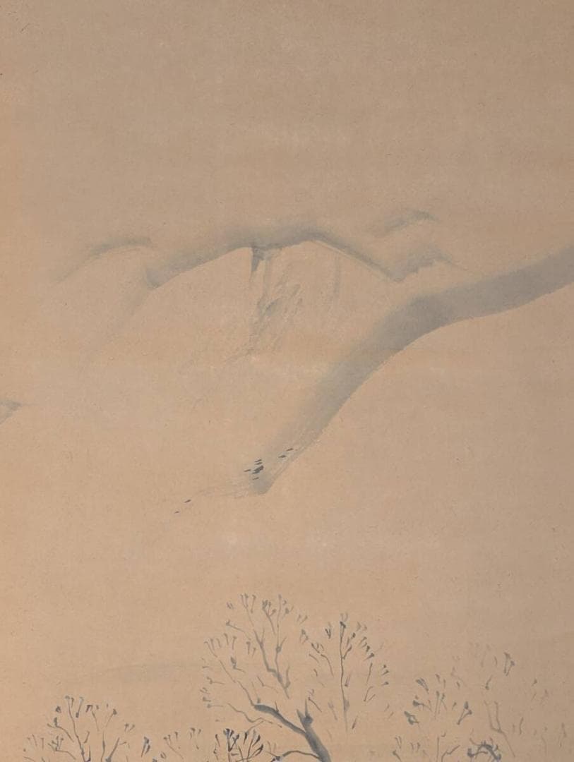 Japanese Hanging Scroll Snow Landscape Sansui Ink Painting Light Color Kakejiku
