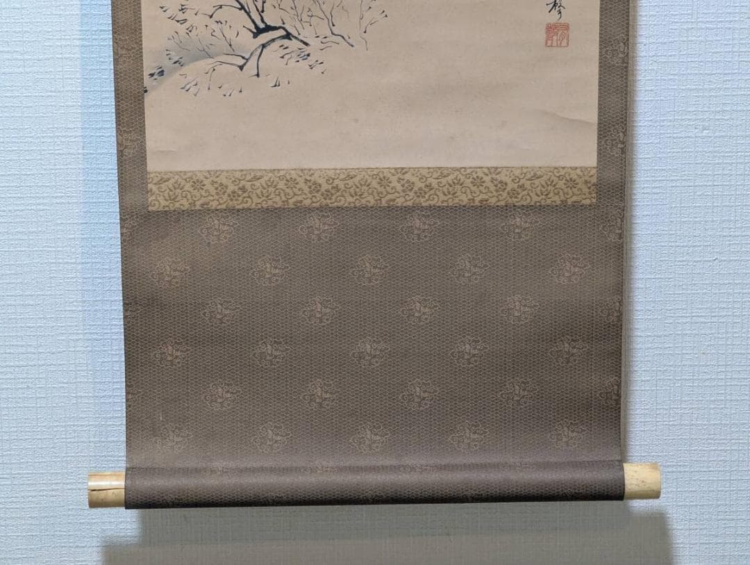 Japanese Hanging Scroll Snow Landscape Sansui Ink Painting Light Color Kakejiku