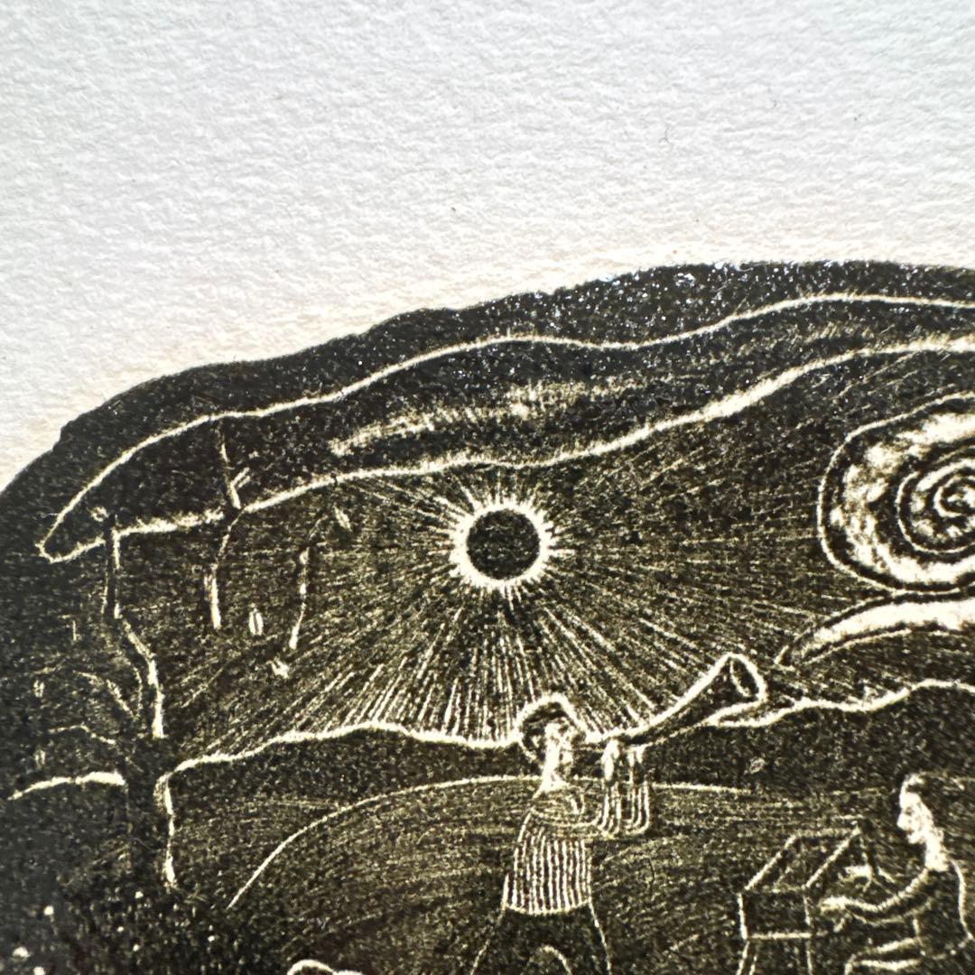 Takao Hiwasaki Wood Engraving 1992 Signed Limited 112/250 Music Theme