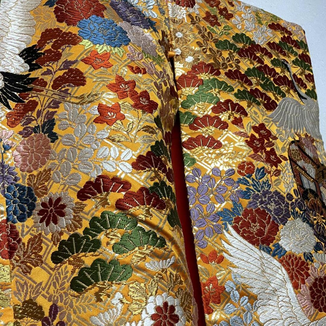 Iro-Uchikake Wedding Kimono with All-Over Crane and Floral Embroidery