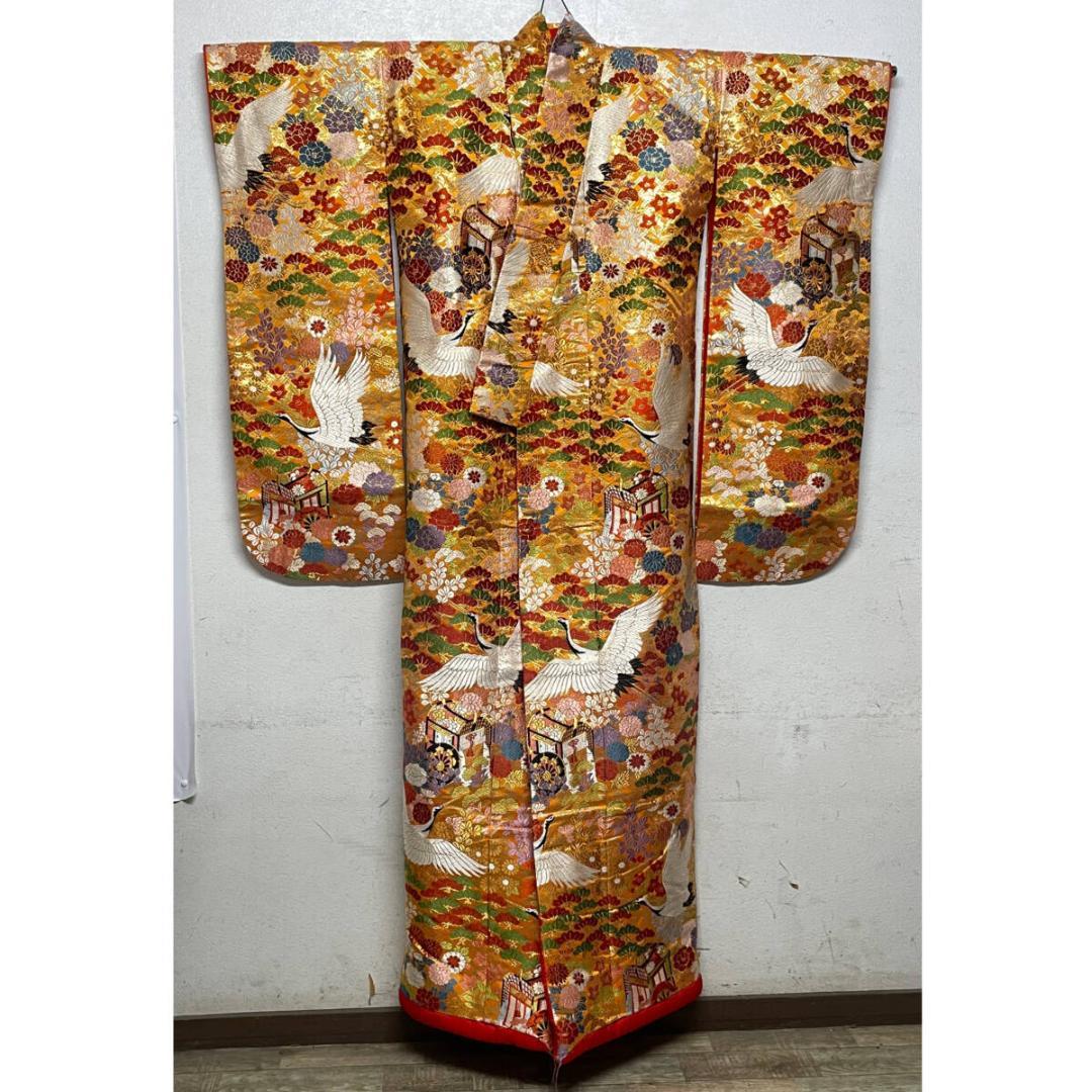 Iro-Uchikake Wedding Kimono with All-Over Crane and Floral Embroidery