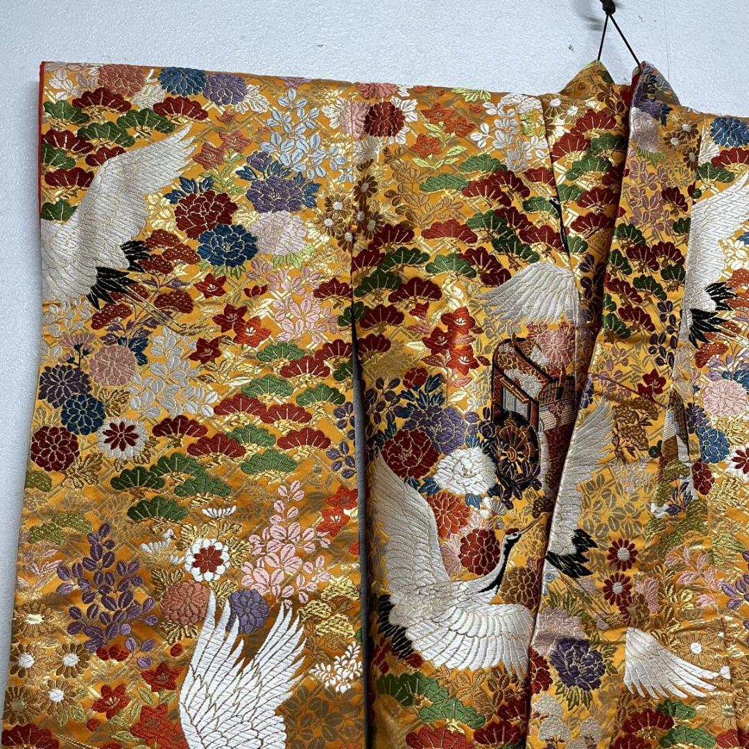 Iro-Uchikake Wedding Kimono with All-Over Crane and Floral Embroidery